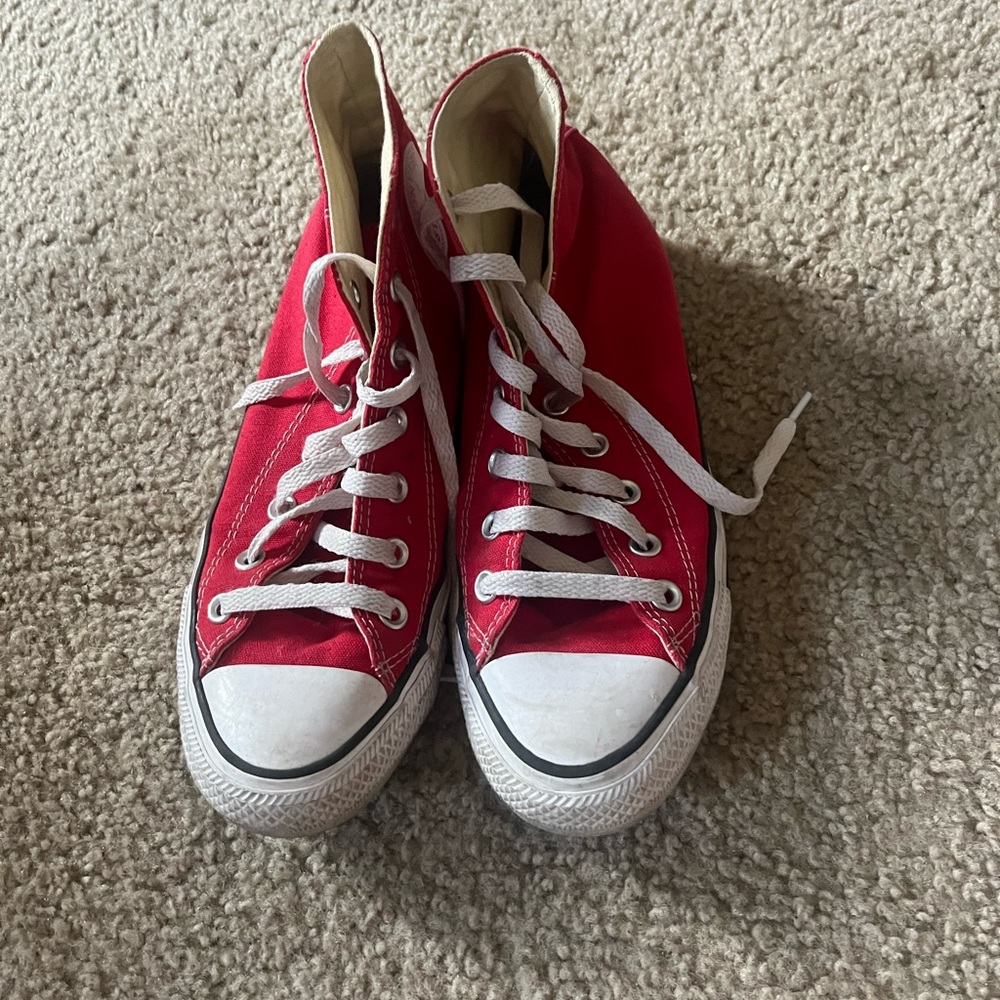 Converse Red and White High-Top Sneakers